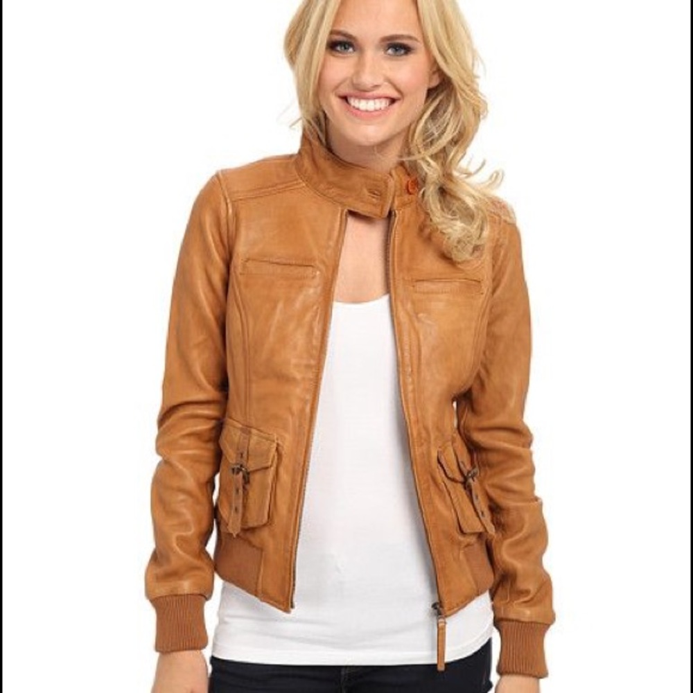 Lucky Brand Leather Bomber Jacket